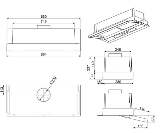 Okap do zabudowy Smeg KSET86LX3