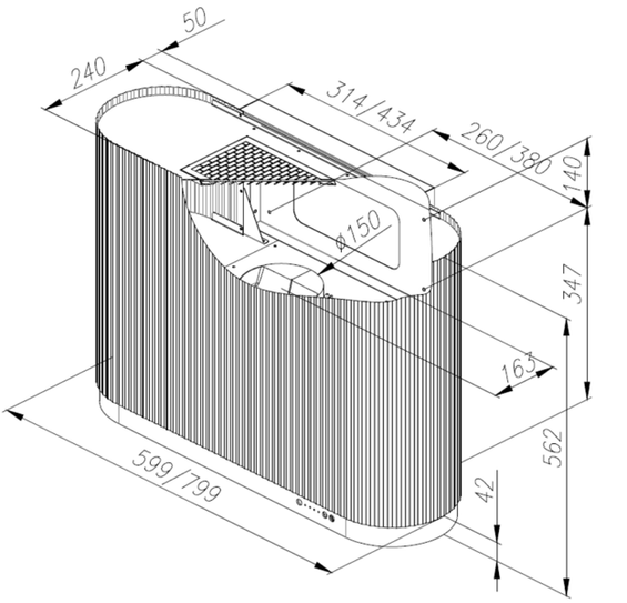 Okap przyścienny Ciarko Design MONO Gold 60 pochłaniacz