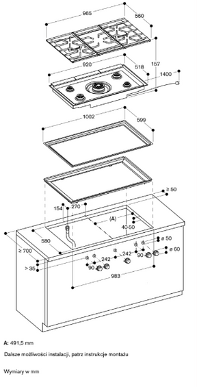 Płyta gazowa Gaggenau stal CG492211