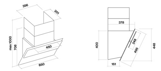 Okap Falmec Verso NRS 85 biały 800 m³/h przyścienny