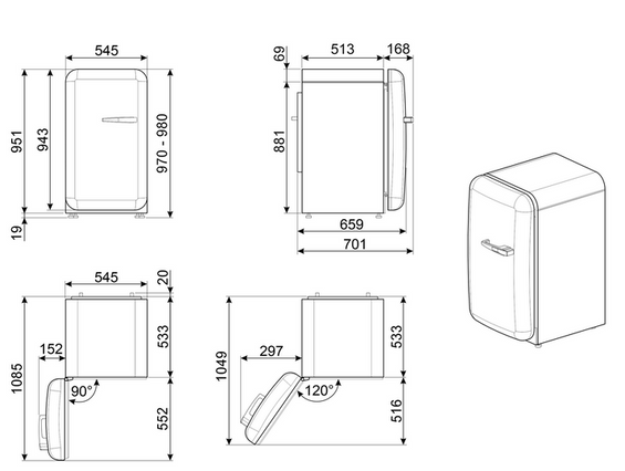 Lodówka wolnostojąca FAB Smeg FAB10HLCR6 50's Style