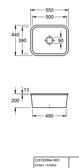 Zlew Villeroy & Boch CISTERNA 60C korek manualny 6706 01 RW STONE WHITE (matowy) PROMO