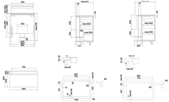 Okap z płytą Falmec Level One 90 czarny matowy / LED-y białe 800 m³/h