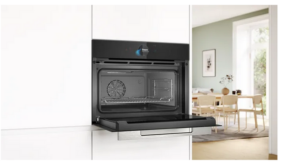 Kompaktowy piekarnik do zabudowy z parowarem Bosch CSG7584B1 czarny