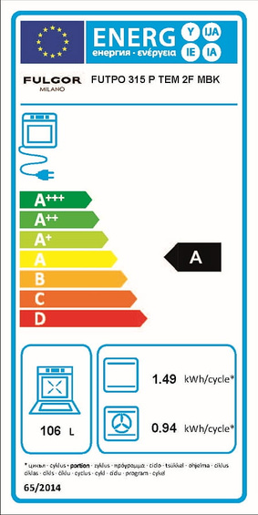Piekarnik Fulgor Milano FUTPO 315 P TEM 2F MBK z funkcją pizza i pirolizą