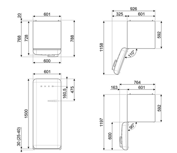 Chłodziarko - zamrażarka wolnostojąca Smeg FAB28LOR6 50's Style