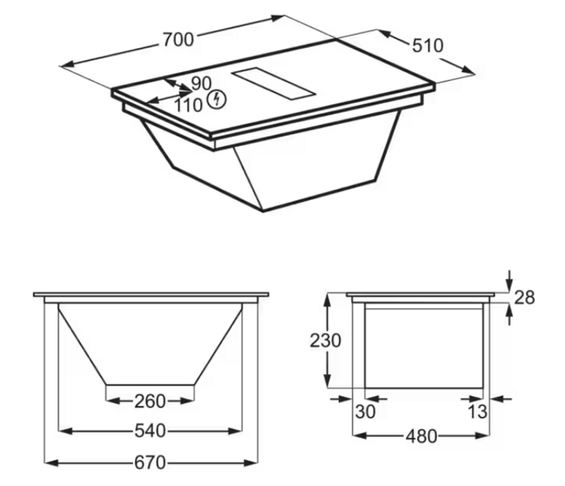 Płyta z wyciągiem AEG NCH74B01CB